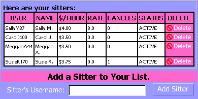 Sign up Sitters